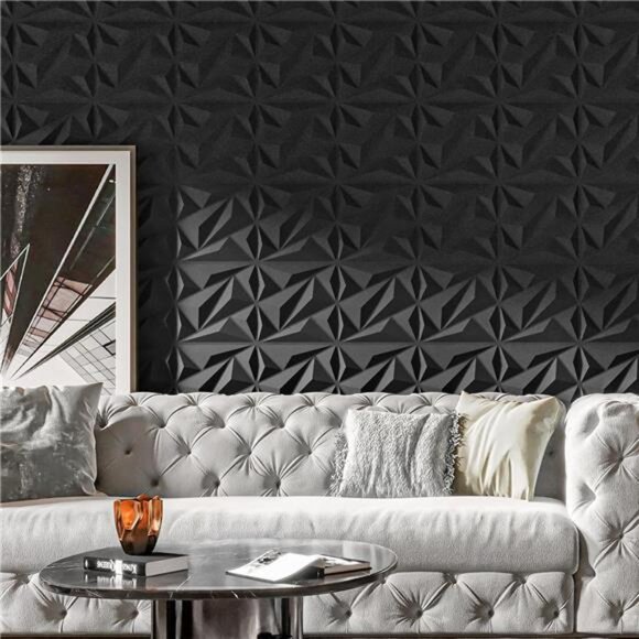 33 Pack 3D Wall Panel Diamond for Interior Wall Décor, PVC Textured Wall Panels - Picture 4 of 7